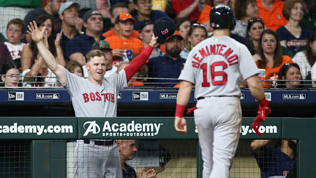 Former Boston Red Sox's Brock Holt, Andrew Benintendi